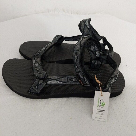 Teva Men\'s Original Universal Black Gray Geometric Print Sandals 1004006 Size 14 main image 4
